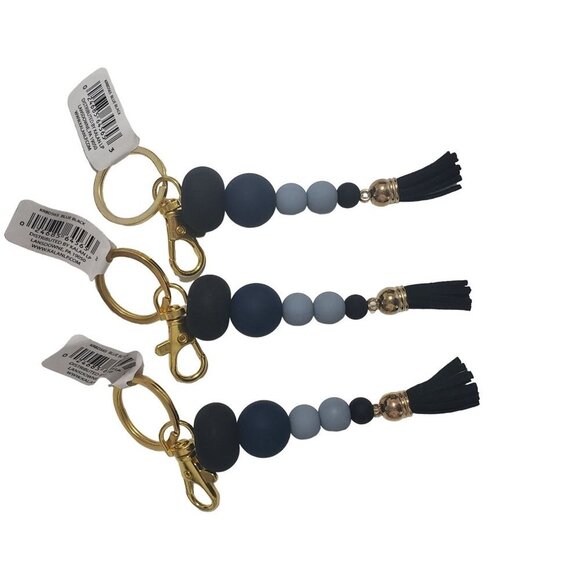 NWT 3 Pieces Silicone Beaded Key rings in Blue‎ - Picture 1 of 5